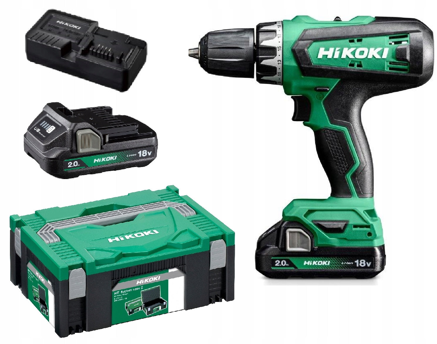 Hikoki DS18DFWCZ drill driver 18V 2xBSL1820M 2,0Ah suitcase