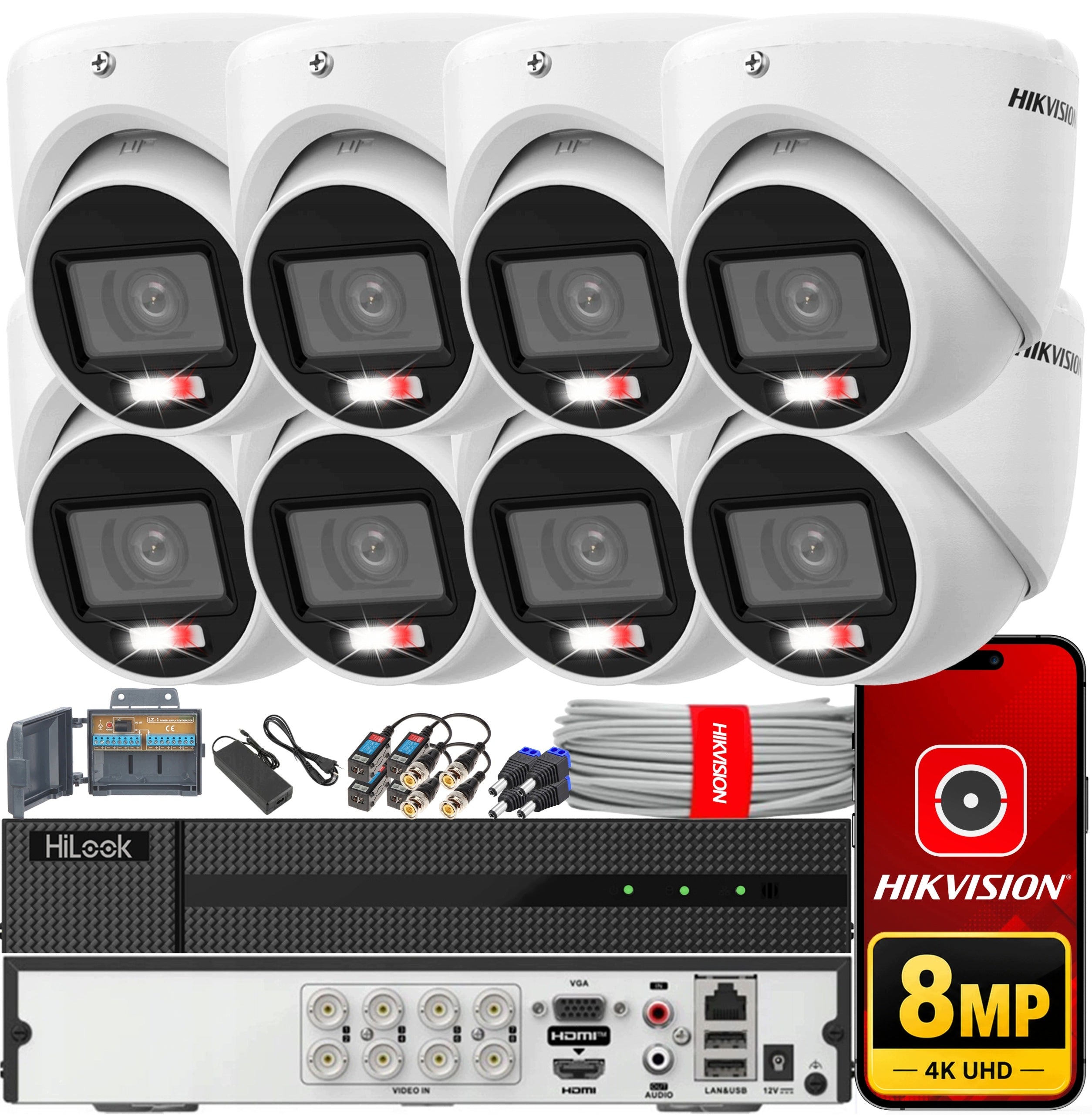 Hikvision 4K Monitoring Kit 8 Cameras 8MP DS-2CE76U0T-LMF Outdoor
