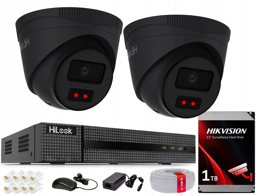 Hikvision HiLook 2 Cameras 4MPx PoE IPC-T241H-C BLACK Drive 1TB