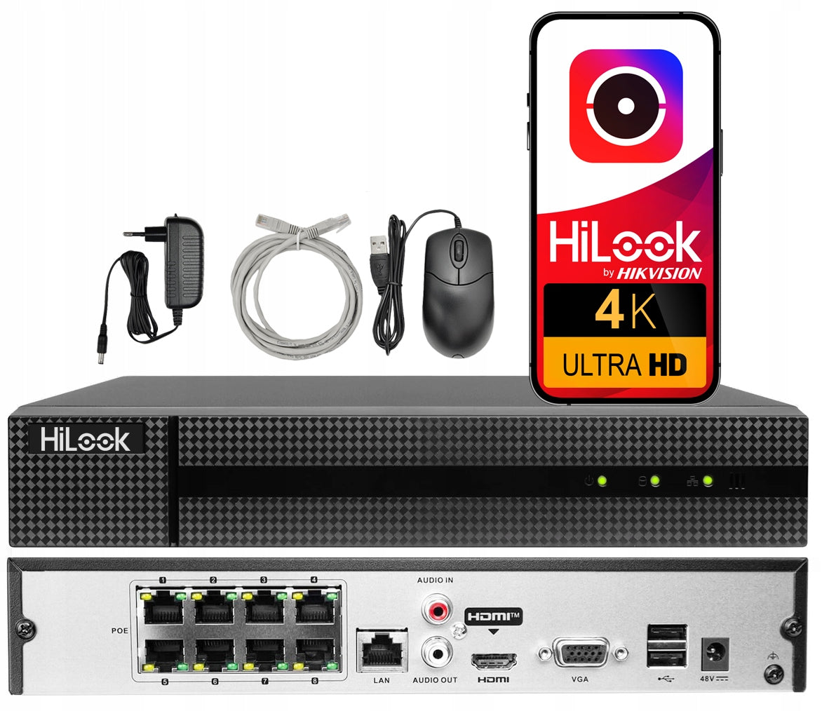 Hikvision HiLook 8x PoE IP PoE Recorder for IP Cameras up to 8Mpx Application
