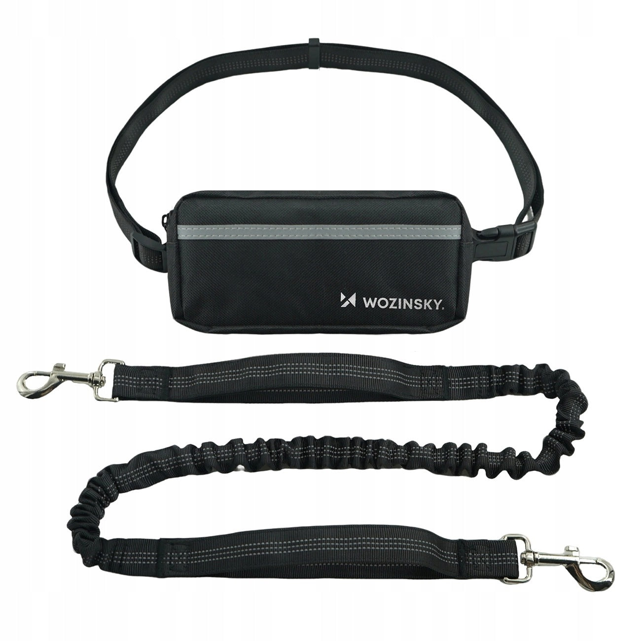 Hip belt with sachet and elastic leash for running with dog Wozinsky