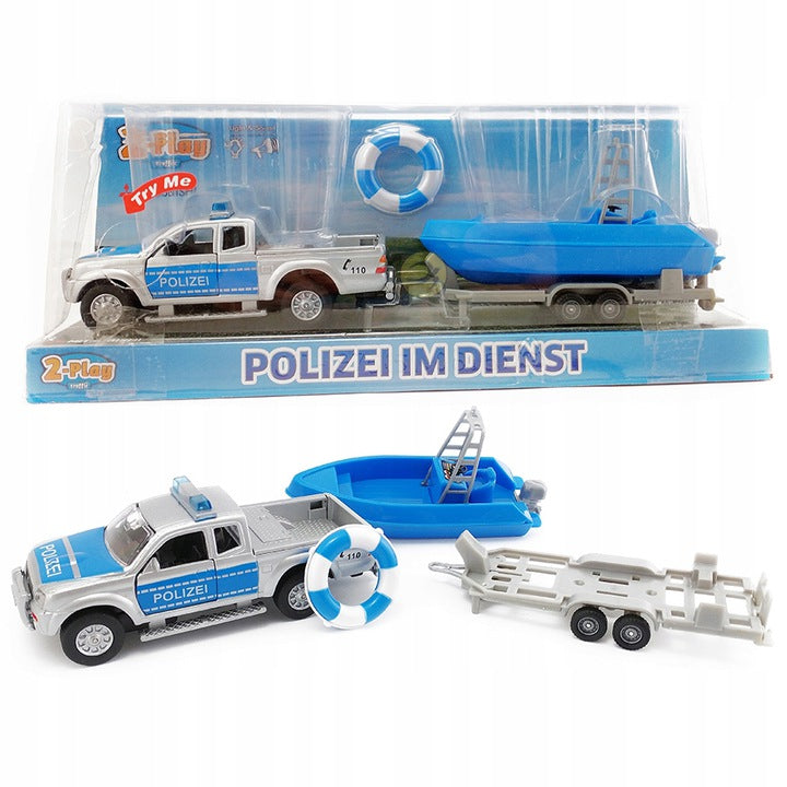 Hipo Auto Police 12cm with boat Color blue