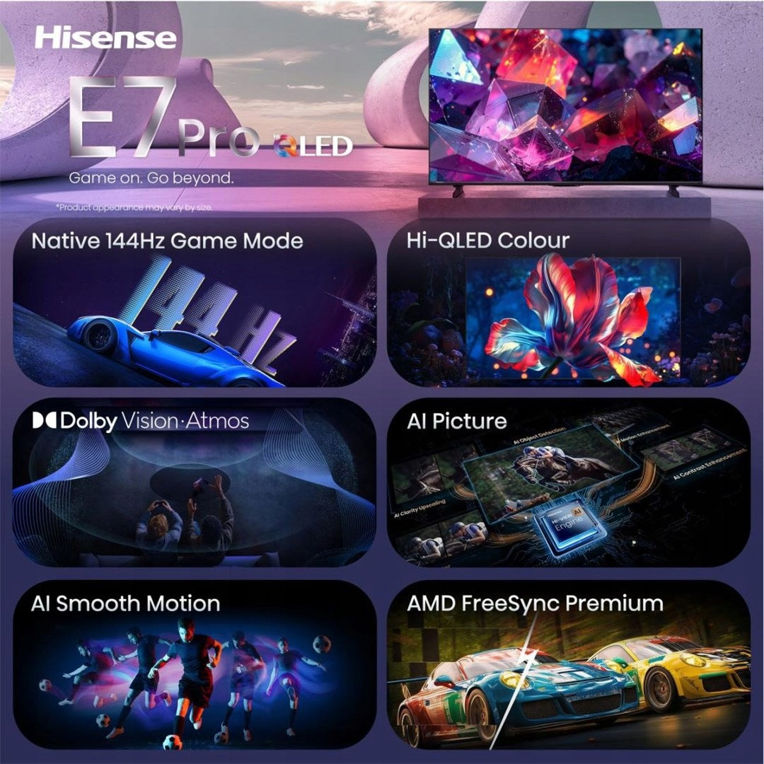 Hisense 50E7S PRO 4K DLED TV 144 Hz VIDAA Dolby Atmos DVB-T2 Manufacturer code 50E7S-PRO
