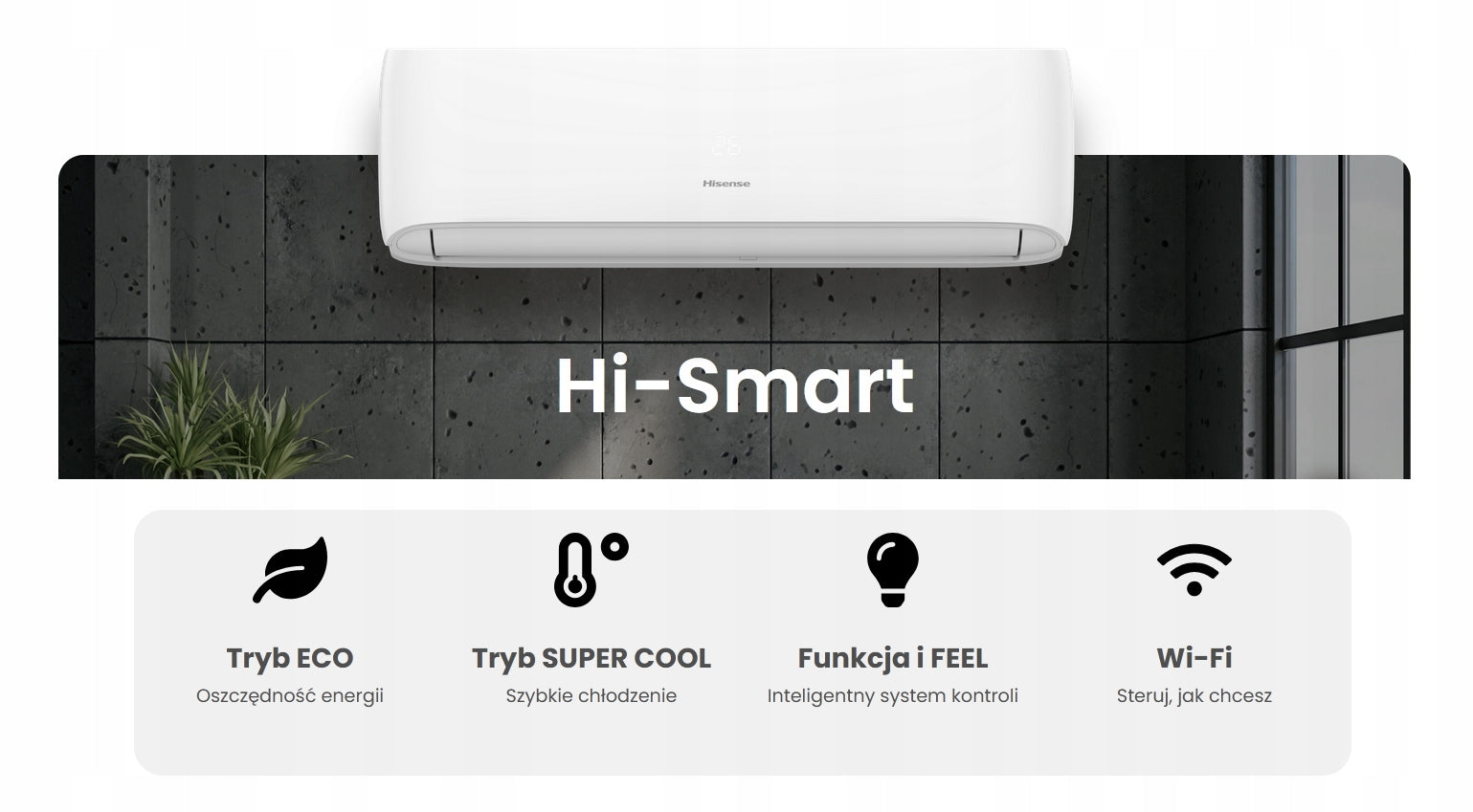 Hisense Hi-Smart 3,2 kW wall air conditioner with WiFi module CF35LR03 Kind on-wall