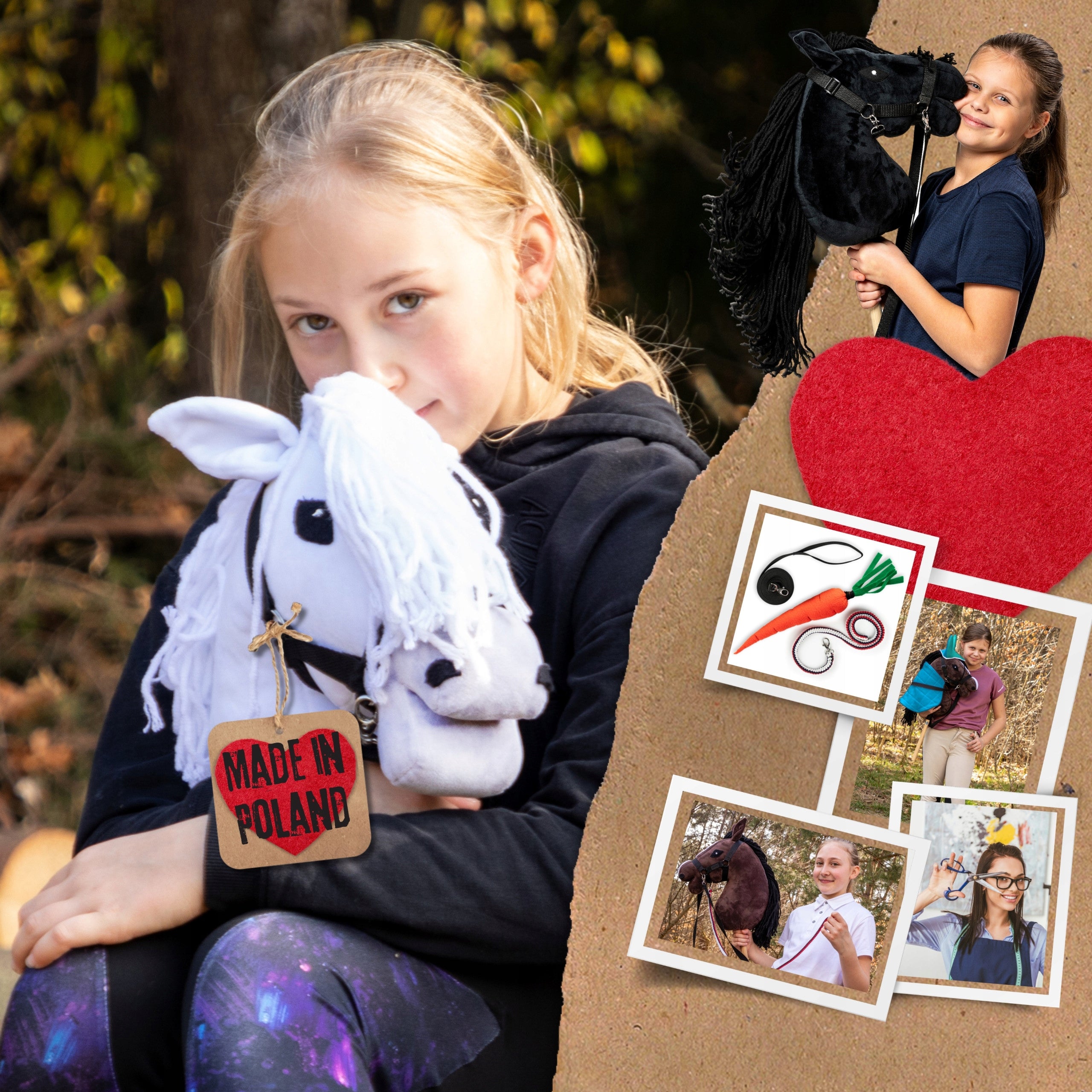 Hobby Horse Skippi A3 white Polish horse on a stick +black cantar with chiefs Packaging status original