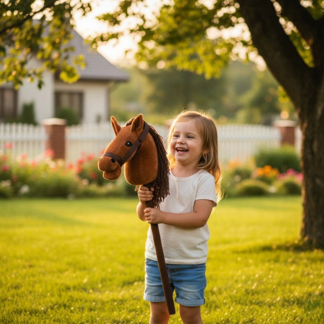 Hobby horse soft head on stick horse roars sounds gallop gift Christmas tree Brand no brand