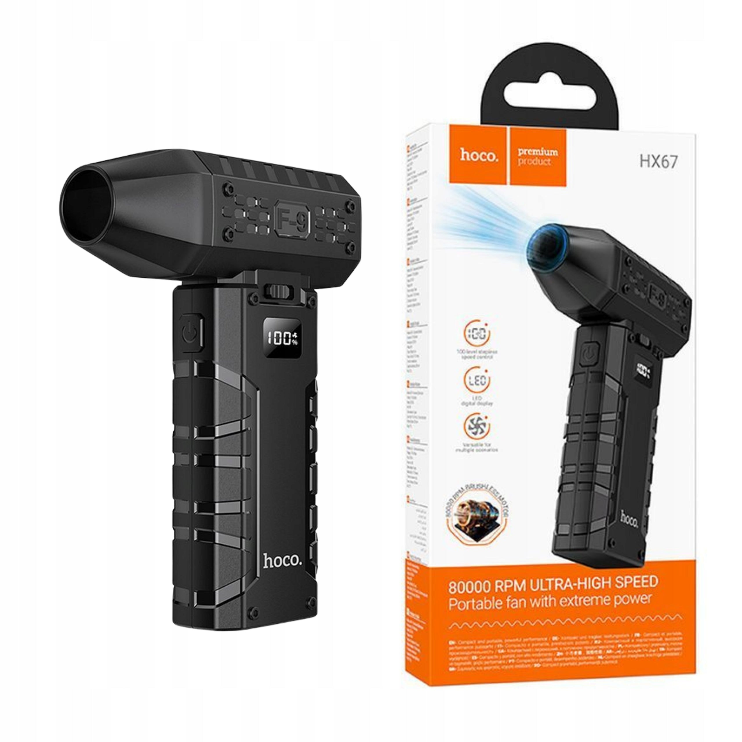 Hoco Turbo Cordless Handheld Blower For Car Keyboard Grill Black Packaging status original