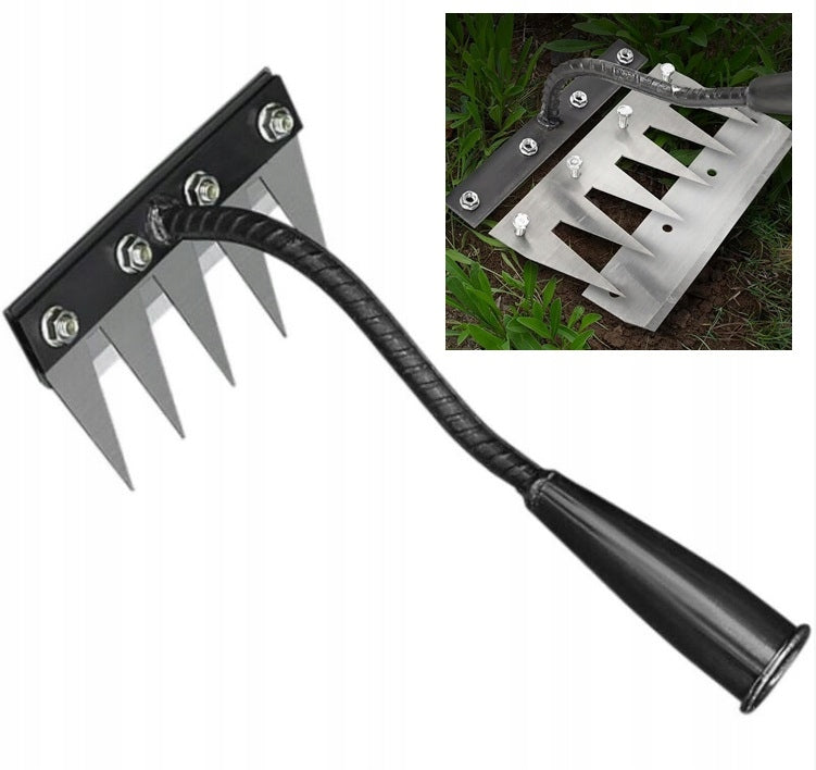 Hoe rake for weeding DOUBLE BLADE SYSTEM