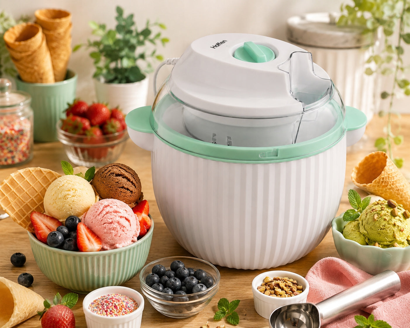 Hoffen 1L 12W Ice Cream Maker | Ice Cream Maker | Homemade Ice Cream & Sorbets Manufacturer code SICM-3IN1-GELATO-YOGURT-PRO