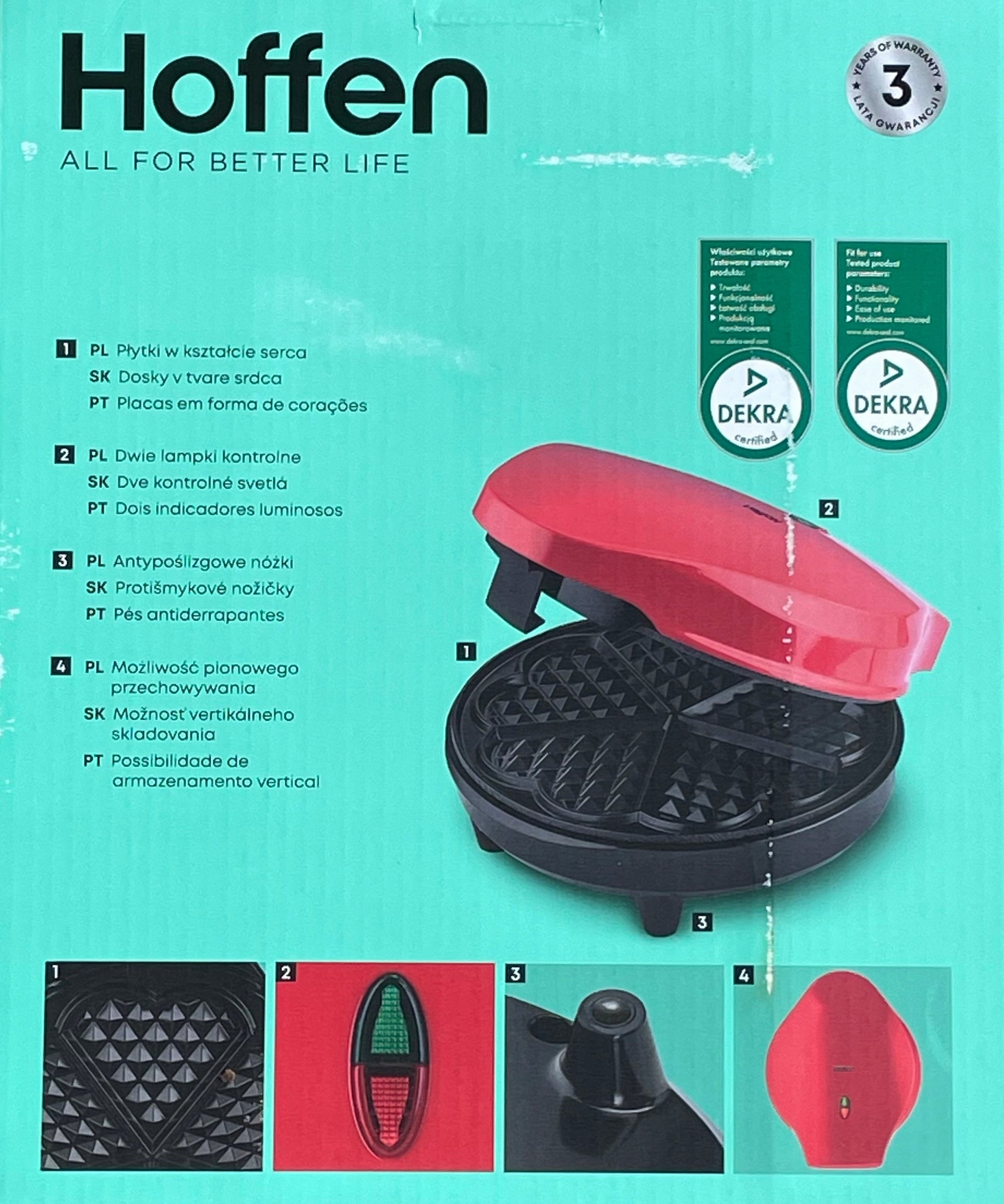 Hoffen WAFFLE MAKER HEART POWER 1200 W Packaging status original