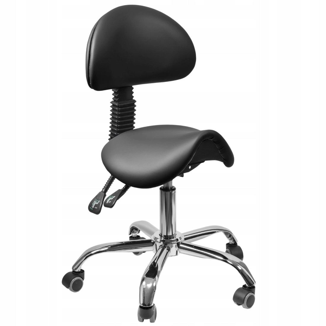 Hoker Saddle with Backrest ADJUSTABLE Mobile Spacetronik stool black