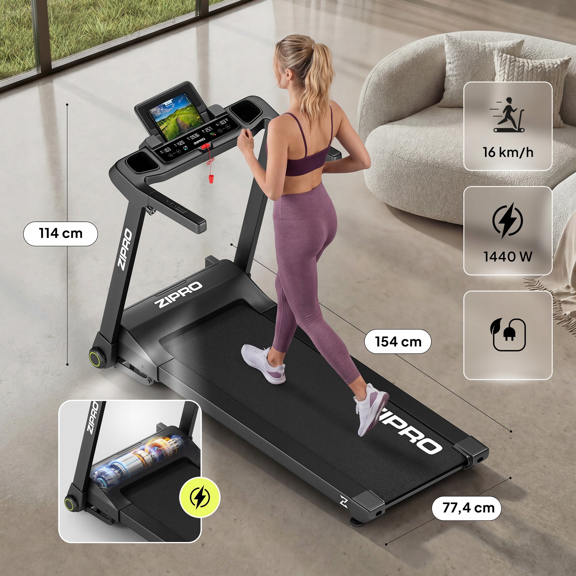Home Electric Training Treadmill Foldable for Running Zipro Ramble Manufacturer code 13670316