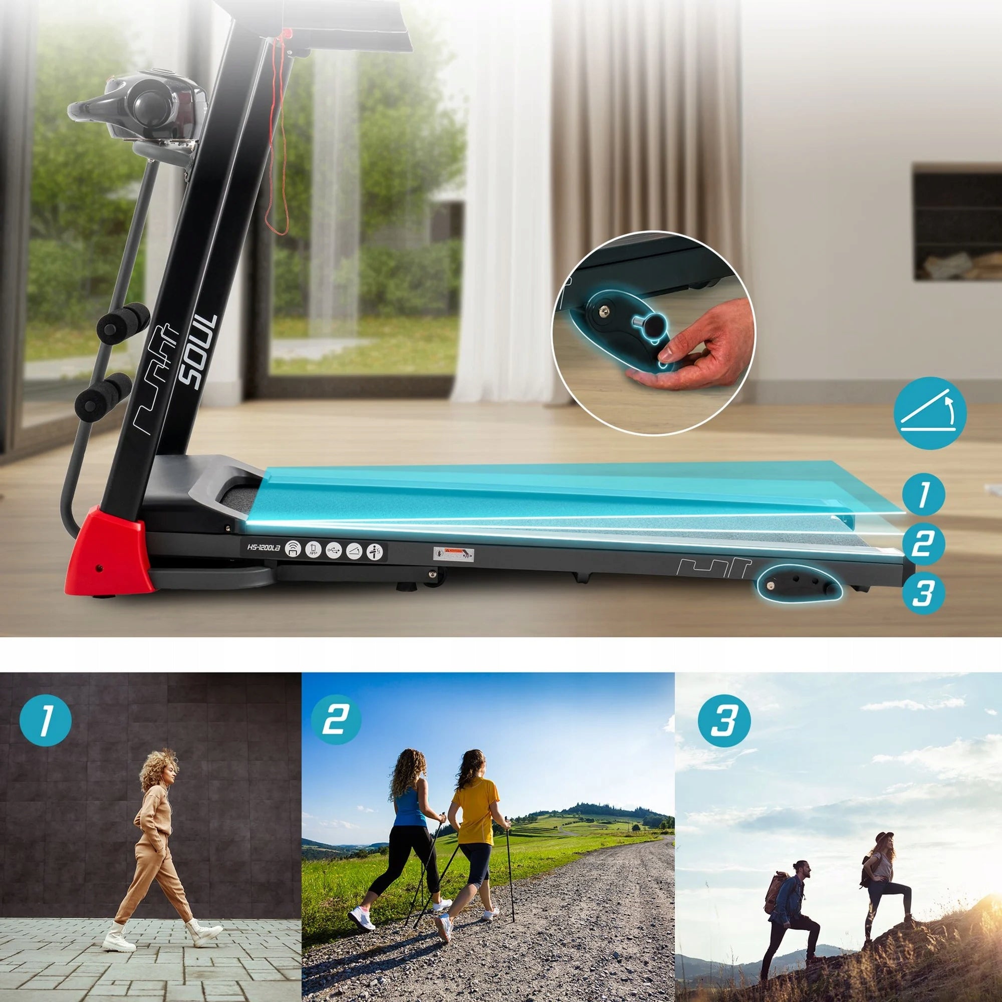 Home Electric Treadmill 3in1 Massager Folding Angle Adjustment Slope Model other