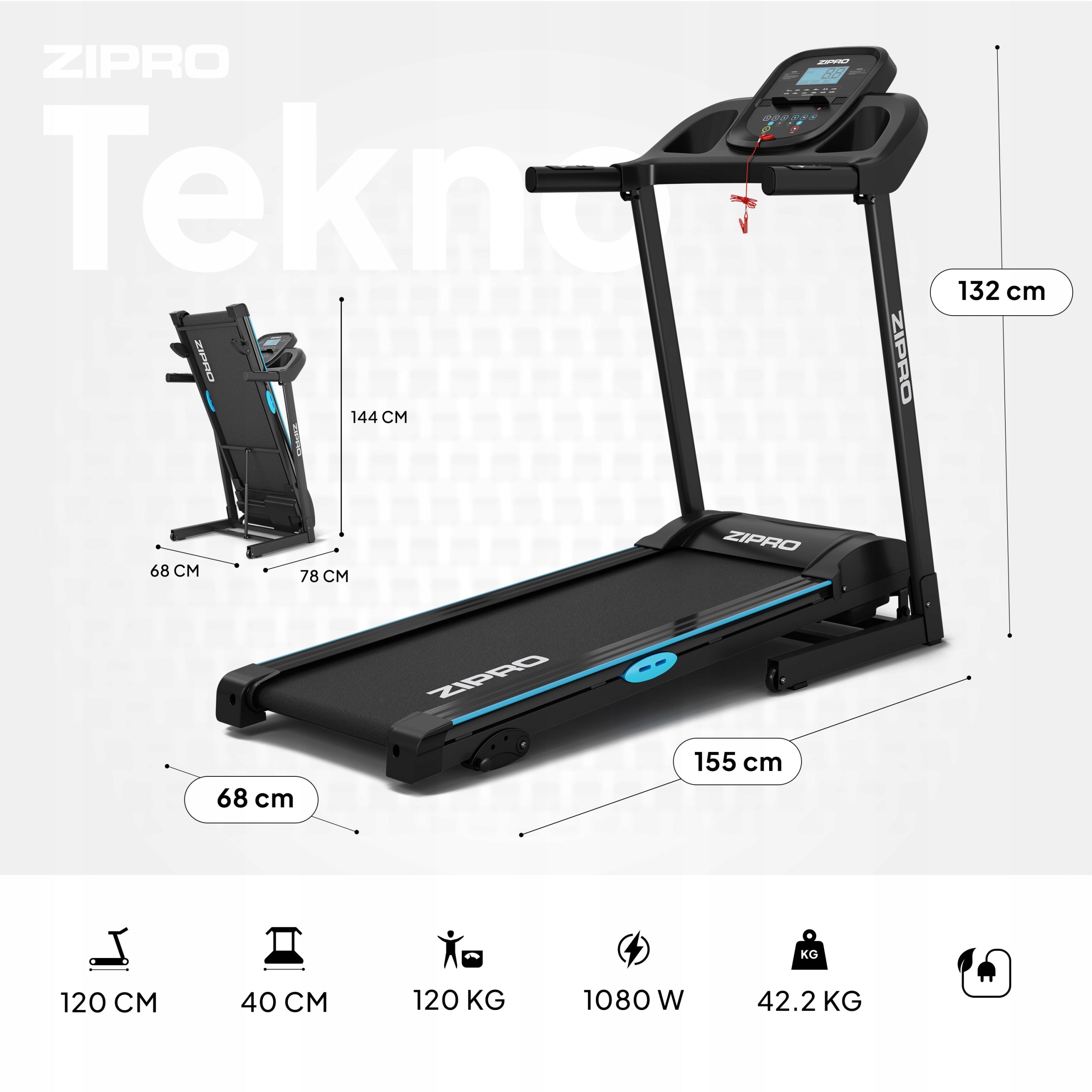 Home Electric Treadmill Folding Belt Slope + Shock Absorption - Zipro Manufacturer code 5304086