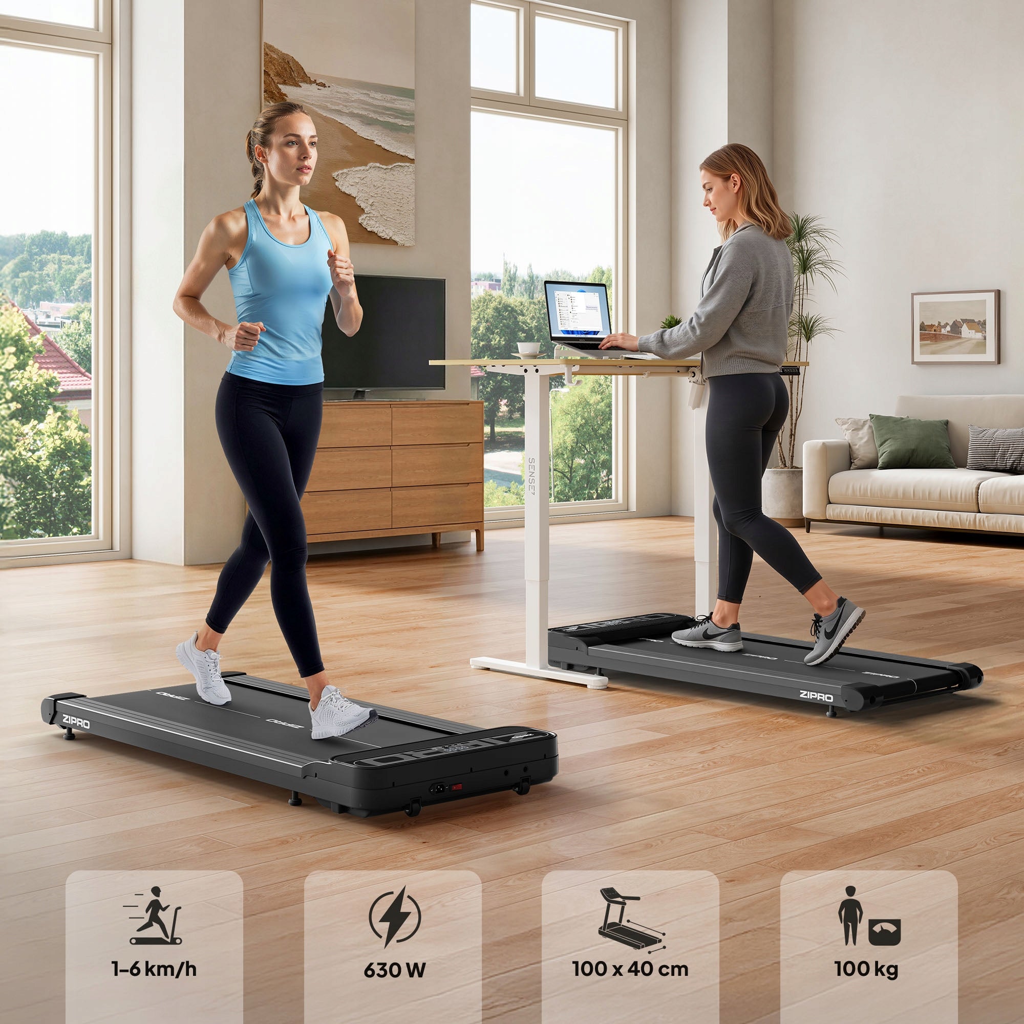 Home Electric Treadmill for Walking Under Desk Bed Zipro Catwalk Packaging status original