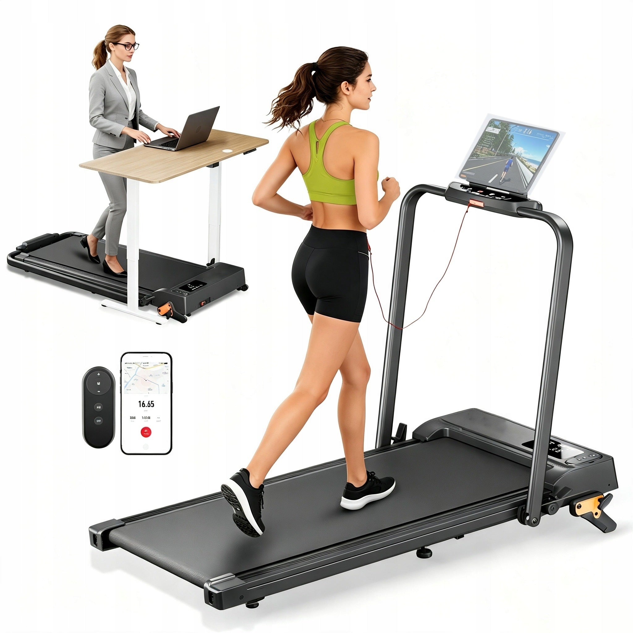Home Electric Treadmill with app 12km/h LARGE DISPLAY QUIET 120kg to 6°