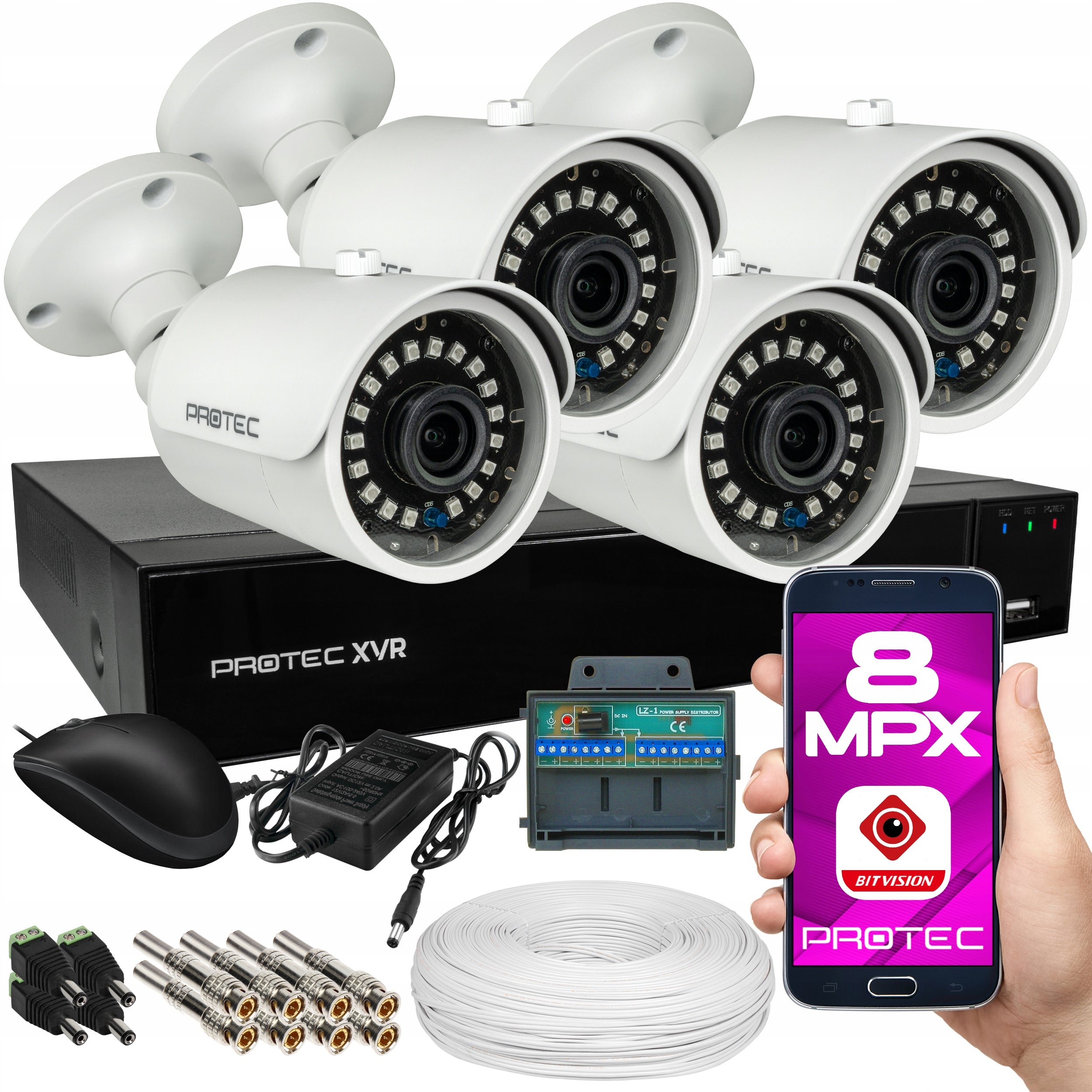 Home Monitoring Kit 4 CAMERAS 4K 8MPX WHITE UHD EXTERNAL