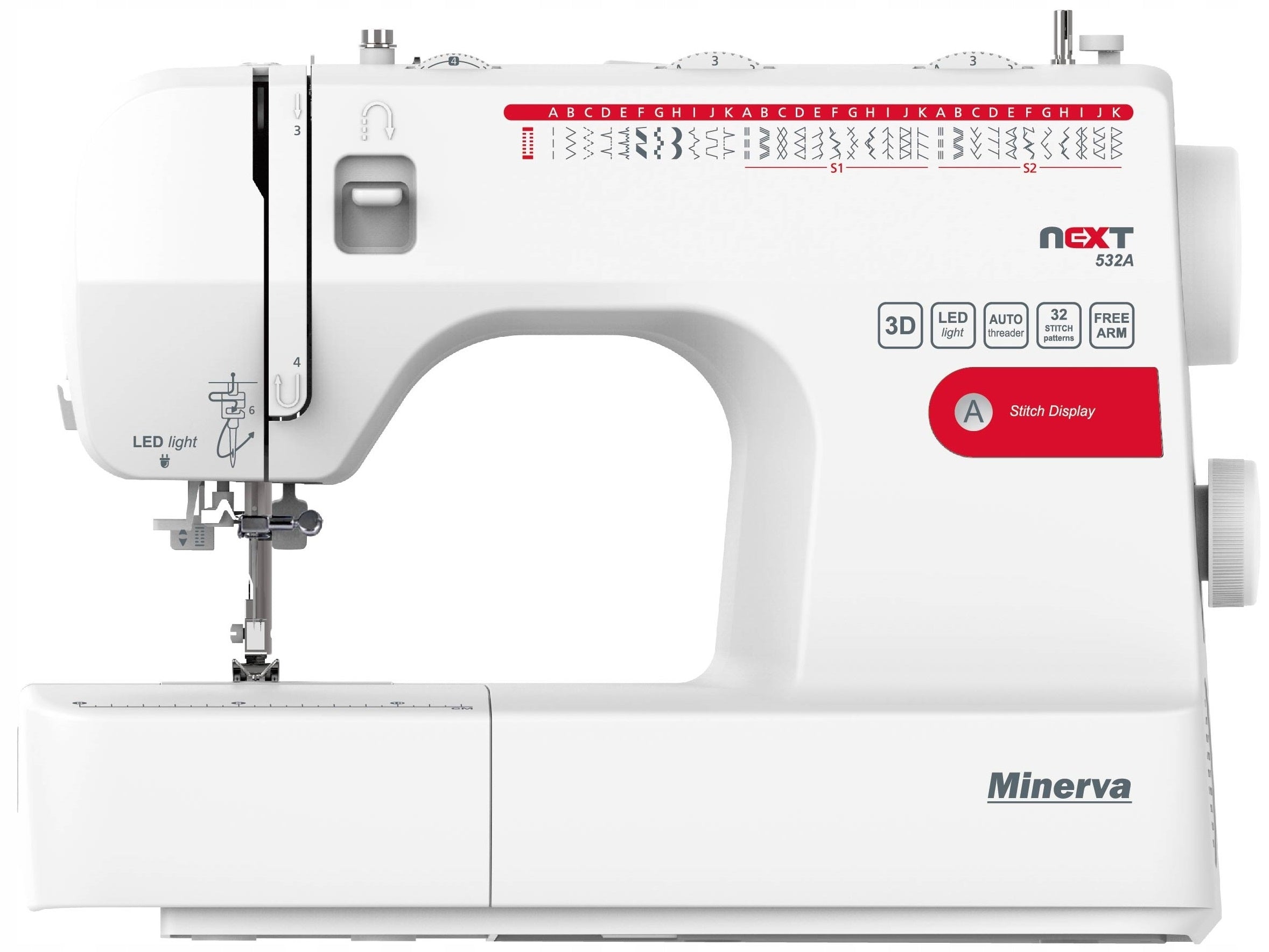 Home Sewing Machine Mechanical Durable Minerva Next 532A 36 Stitches