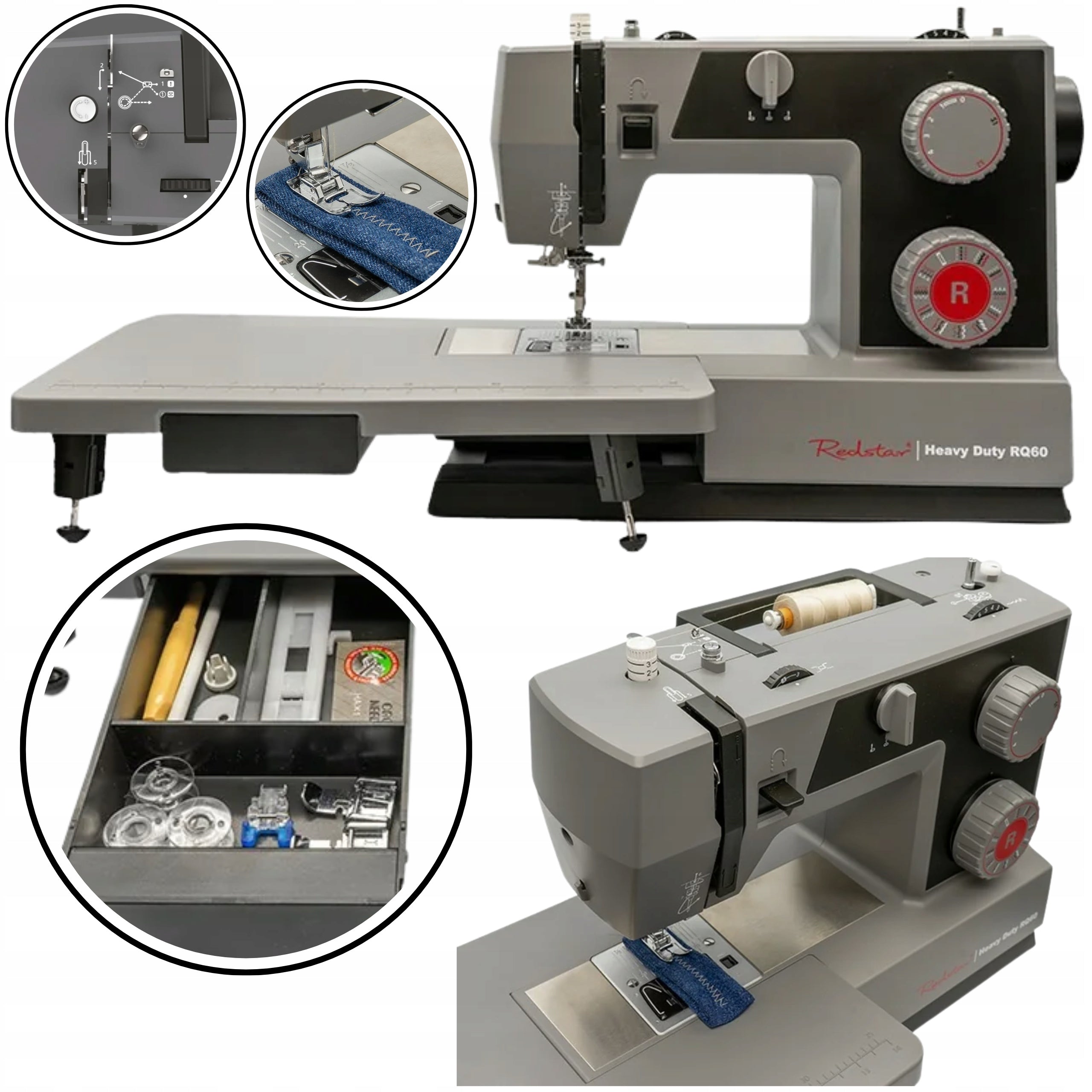 Home Sewing Machine Mechanical Strong Redstar Heavy Duty RQ60 + TABLE
