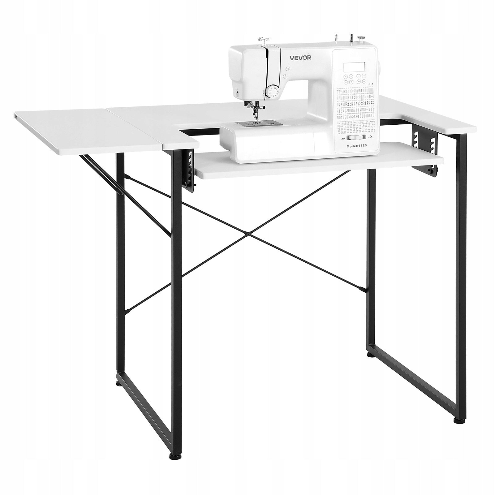 Home Sewing Table with Folding Top and Lifting Platform White