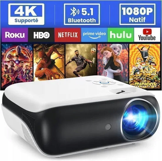 Home Theater Projector Hopvision H1 4K FHD 9500LM LED Bluetooth Remote Control HDMI