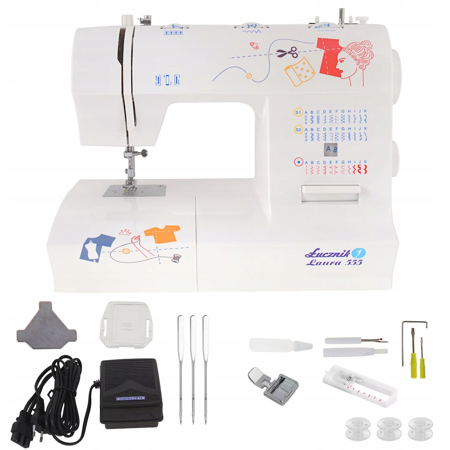 Home sewing machine mechanical strong Łucznik Laura 555 35 programs