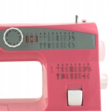 Home sewing machine mechanical strong Łucznik Mia 38 stitches overlock Dominant color pink