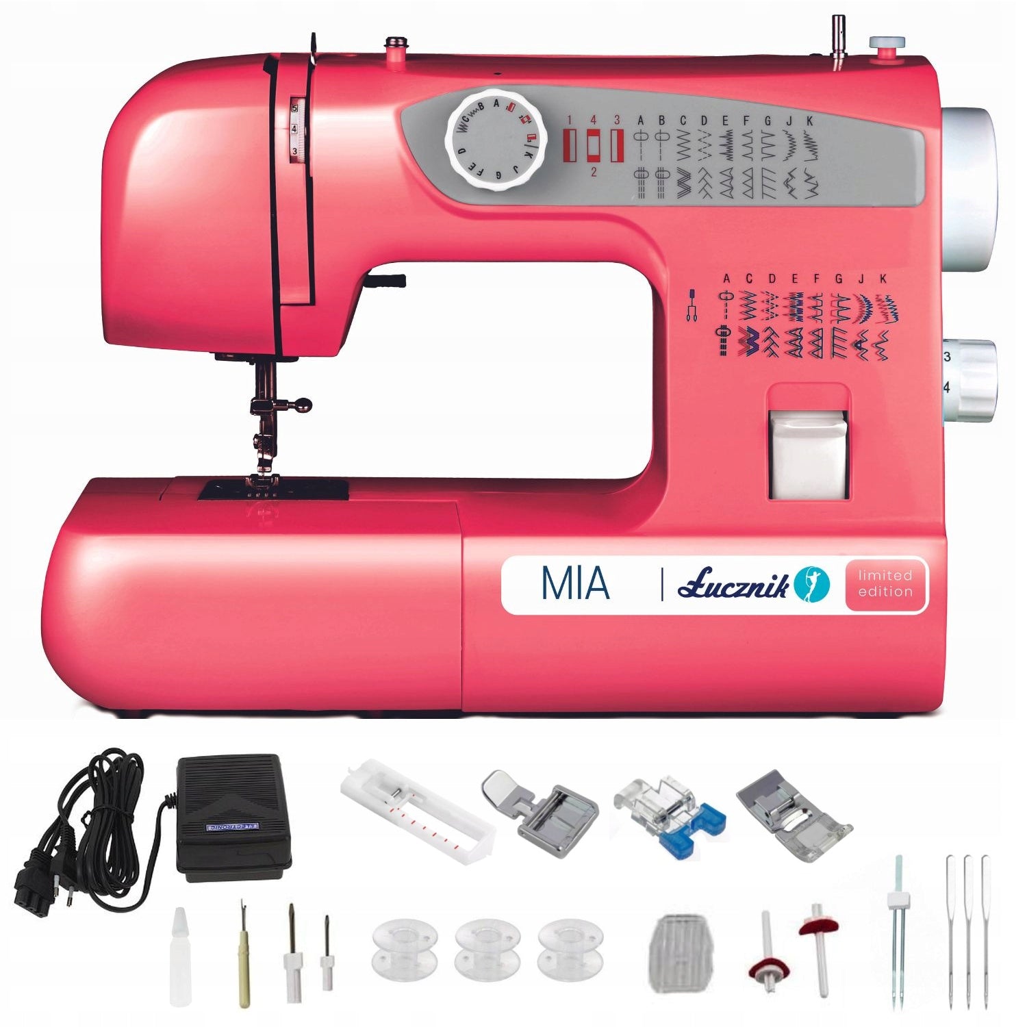 Home sewing machine mechanical strong Łucznik Mia 38 stitches overlock