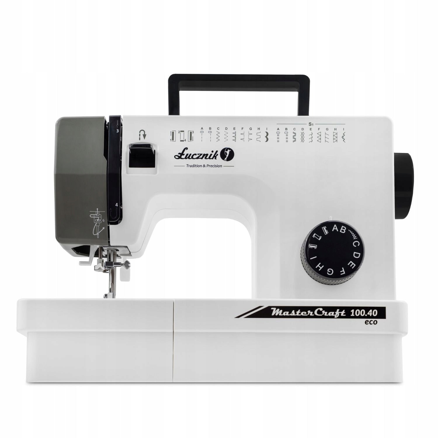 Home sewing machine metal body Łucznik Master Craft 100.40 eco Dominant color white