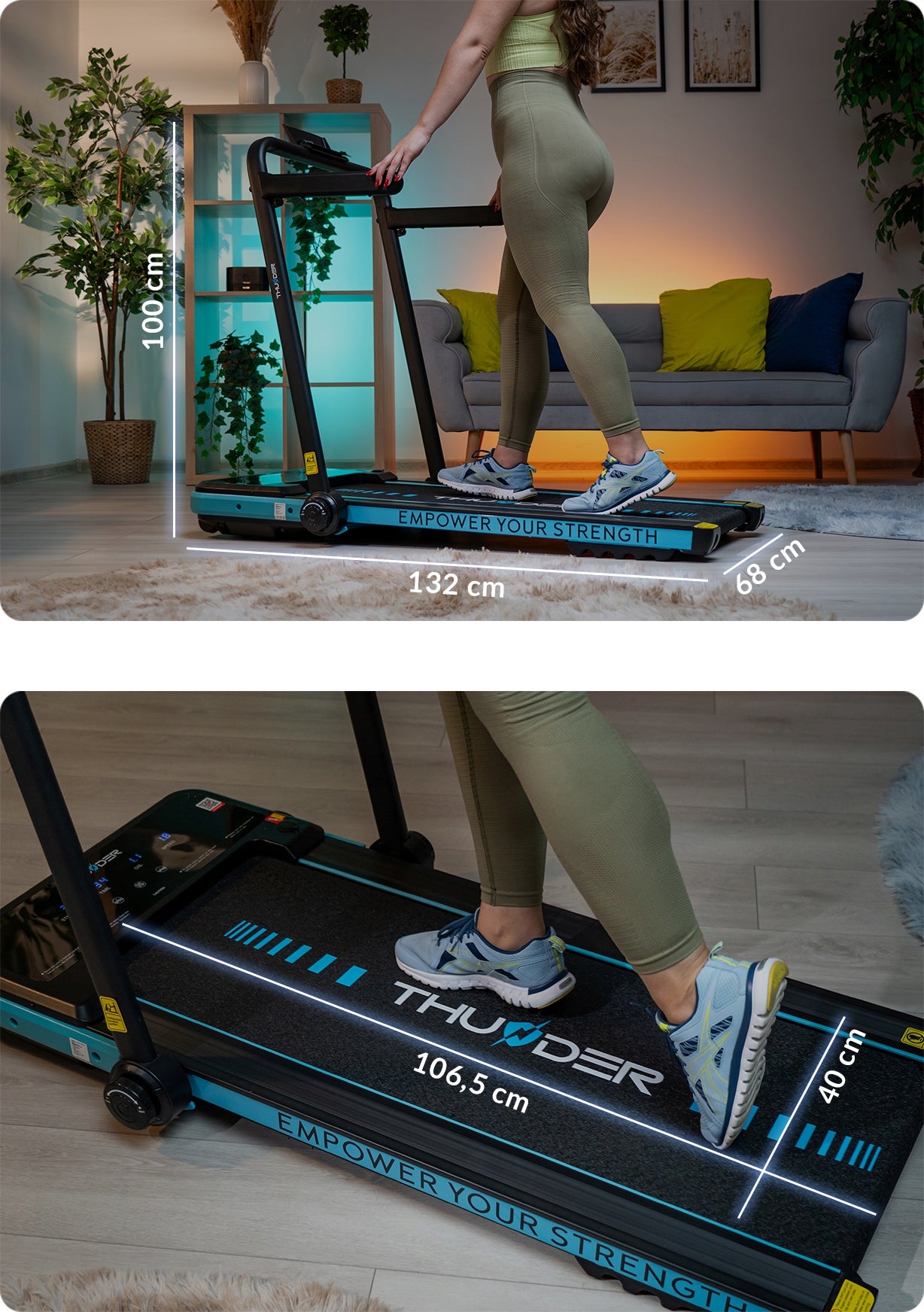 Home treadmill electric folding 12km/h under desk remote control application 130kg Manufacturer code IMPACT-BLUE