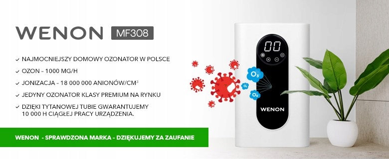 Homemade Food Air Ozonator Wenon MF308 1000mg with Ionization Function Dominant color white