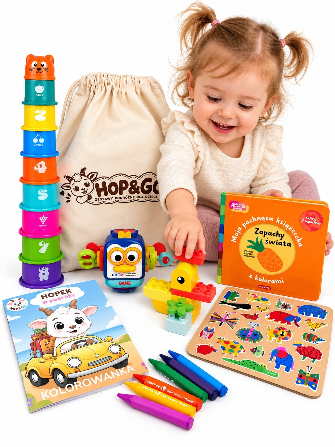 Hop&Go travel box set for children 18m+ toys for car and plane