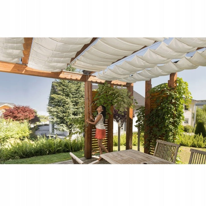 Horizontal garden awning for the terrace, retractable Roman roof, 3.5 m - made to measure