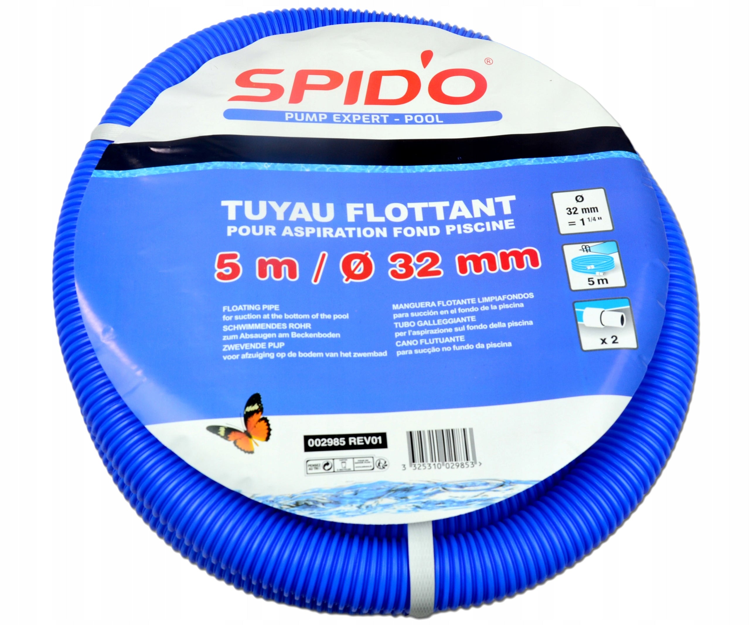 Hose Corrugated Pipe Pool 32mm 5m Push Tips for Skimmer Vacuum Cleaner Packaging status original