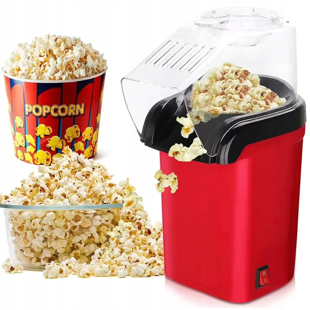 Hot Air 1200w Popcorn Machine With Measure, Red For Events
