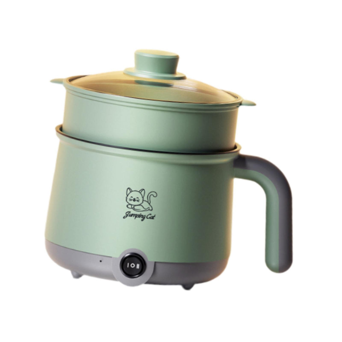 Hot Pot Electric with Steamer Multifunctional Cooking Pot gray green