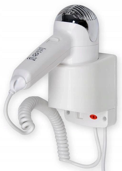 Hotel Hair Dryer 1400W Wall Mounted with Handle White Warmtec P3
