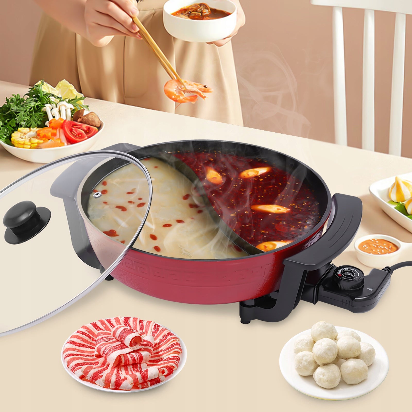 Household Hot Pot, Electric double hot cauldron kitchen cooking pot 6L Manufacturer code 768788860215