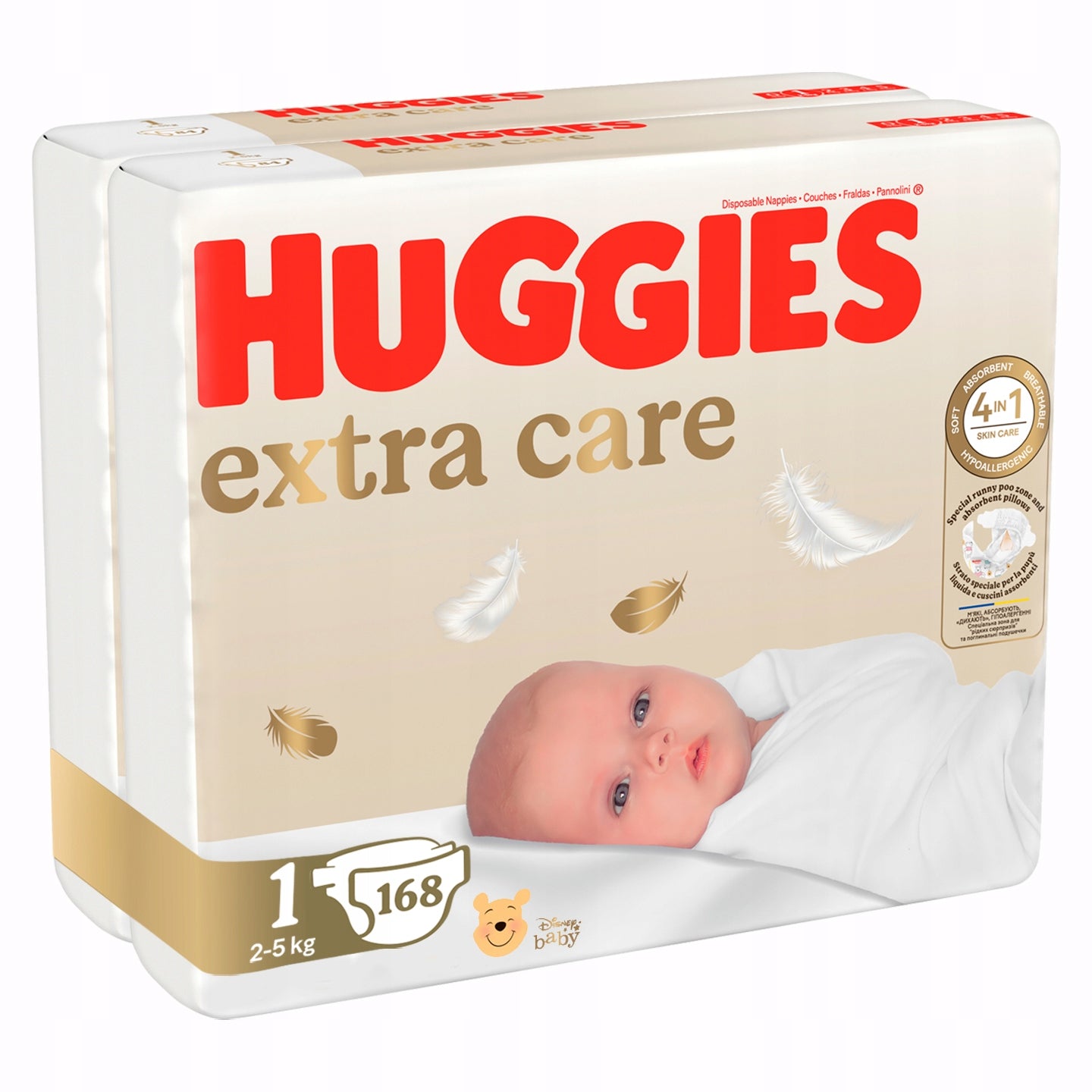 Huggies diapers Extra Care size 1 (2-5 kg ) Mega 2x84 pcs. Packaging status original