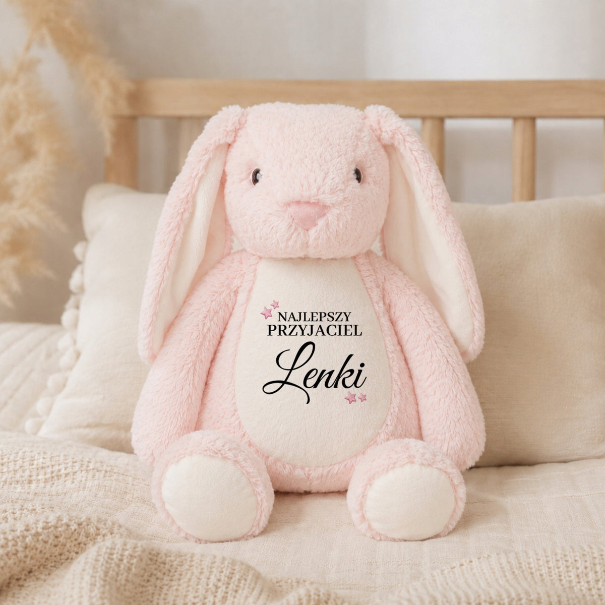 Hugging Rabbit Pink Plush Bear Perso BEST FRIEND *NAME* Packaging status original