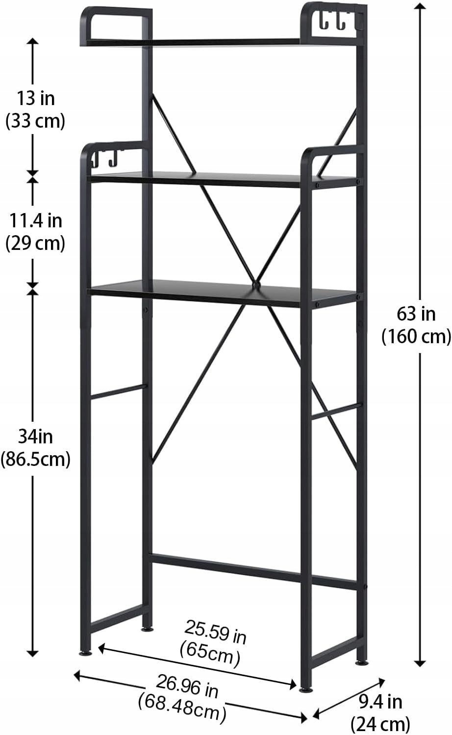 Huhote Bathroom Cabinet Bookcase Superstructure Shelves Over Washing Machine Toilet Manufacturer code HM3273-DE
