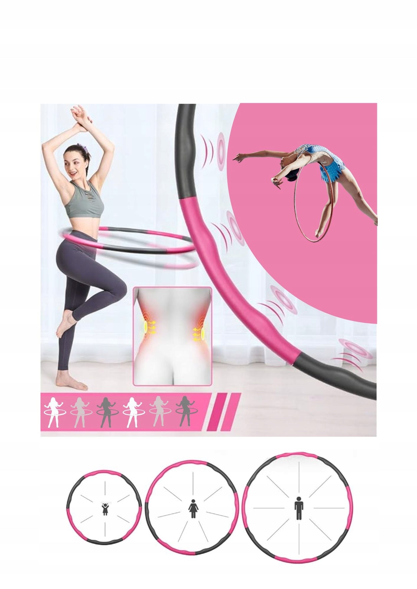 Hula Hoop 95 cm with projections folding fitness wheel 8 segments