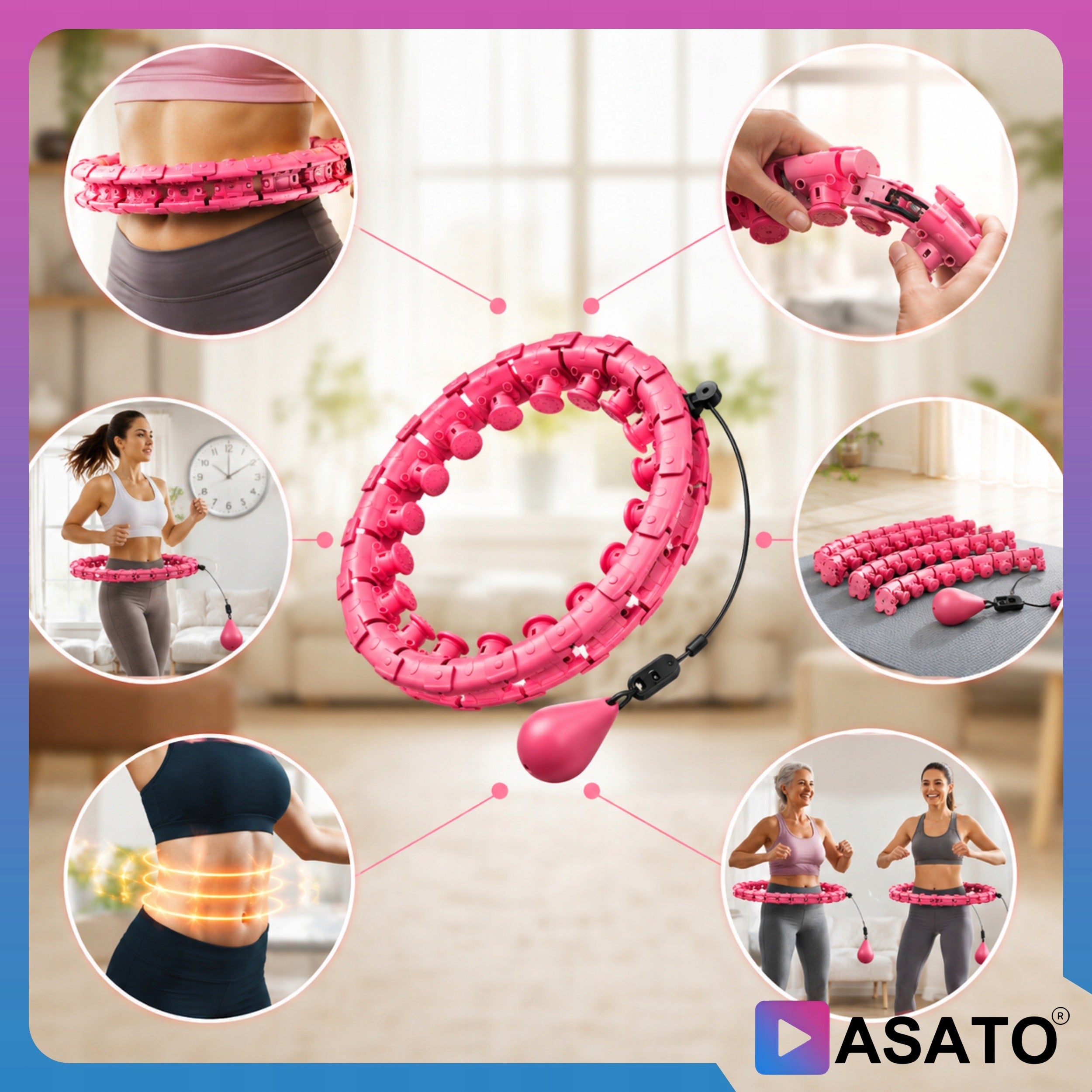 Hula Hop with Weight Loss Protrusions Slimming 24 Elements For Exercise Packaging status original