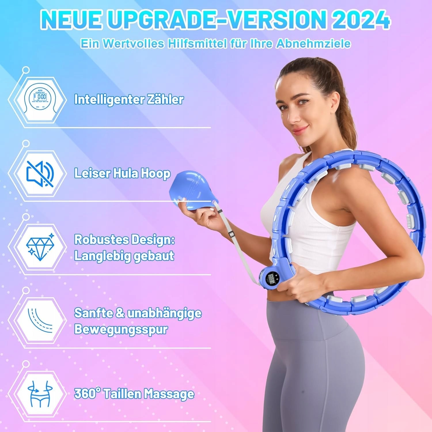 Hula hop hoop smart diameter 122 blue fitness for adults Color blue
