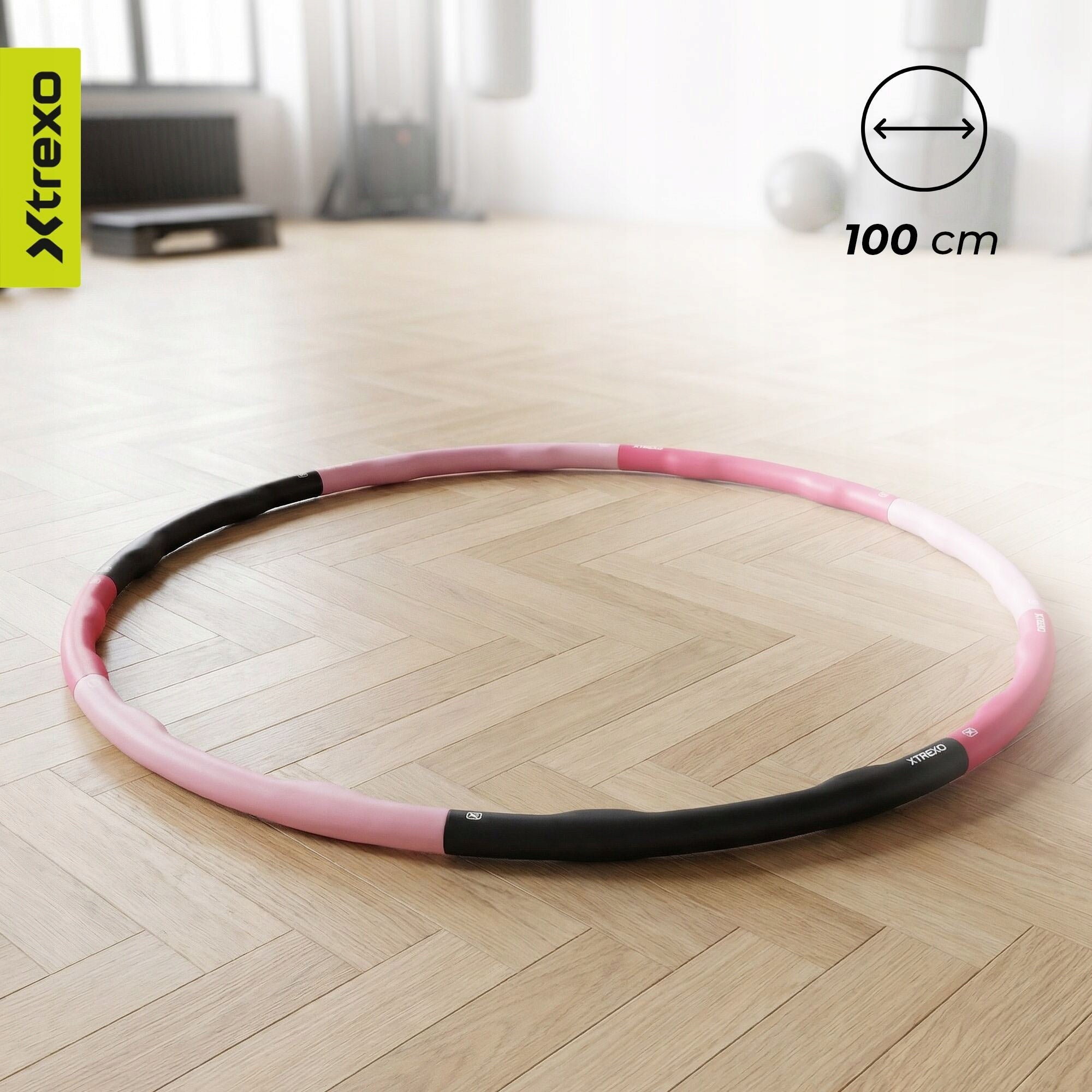 Hula hop massaging XTREXO pink100cm FOLDING LIGHTWEIGHT AND COMFORTABLE FOR EXERCISE Brand Xtrexo