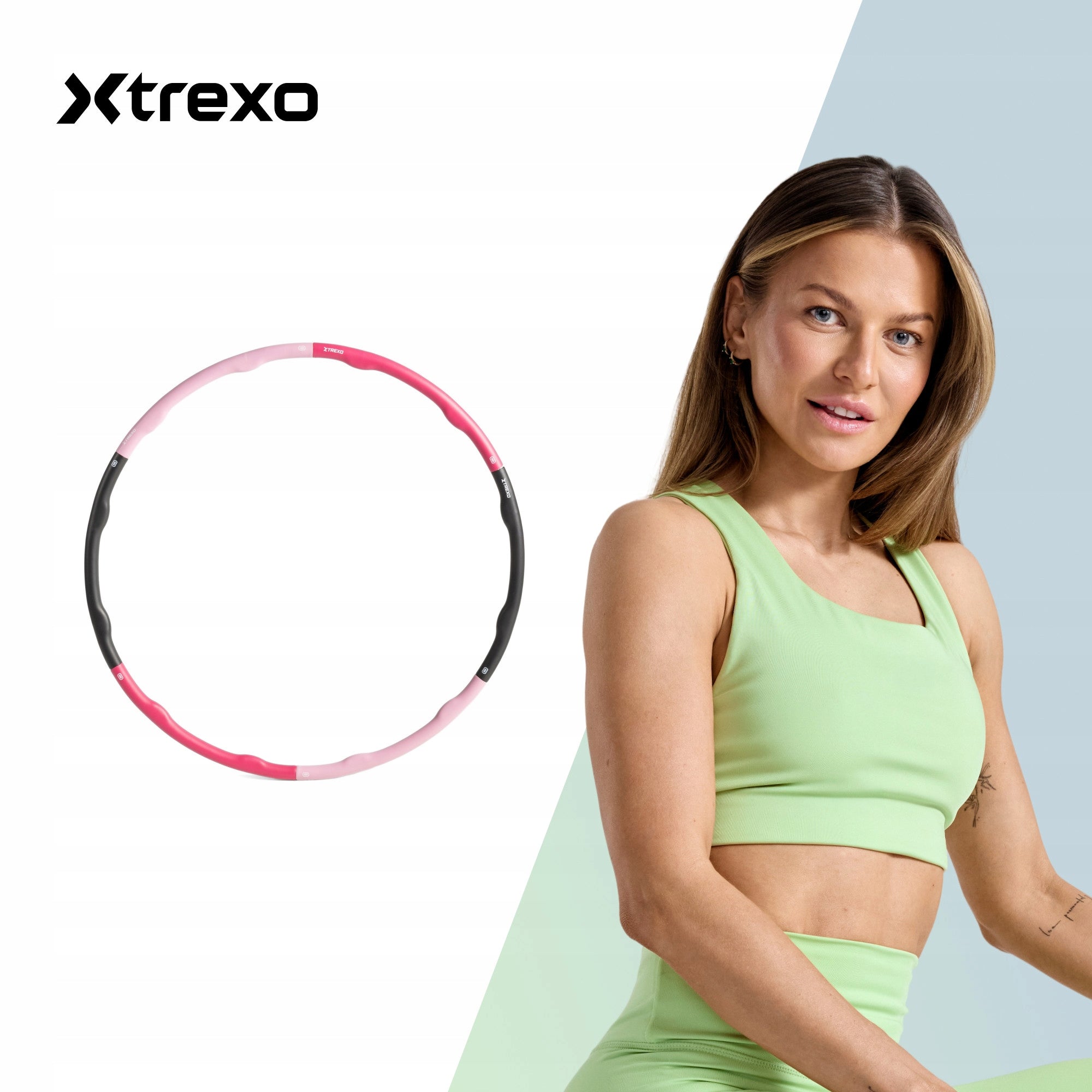Hula hop massaging XTREXO pink100cm FOLDING LIGHTWEIGHT AND COMFORTABLE FOR EXERCISE Manufacturer code TXO-B4Z035-PK