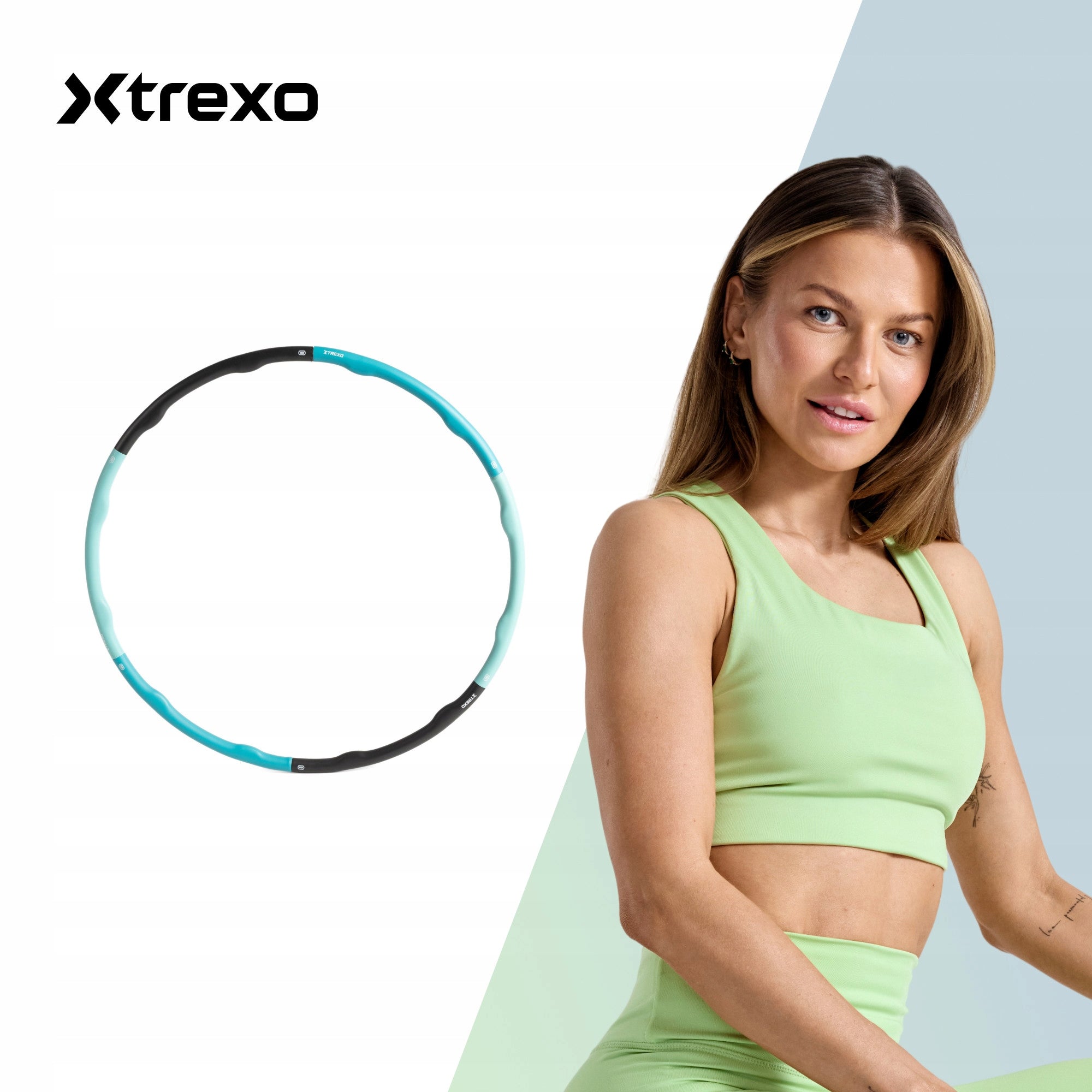Hula hop massaging XTREXO turquoise 100cm FOLDING WITH EXERCISE STUDS Manufacturer code TXO-B4Z035-GN