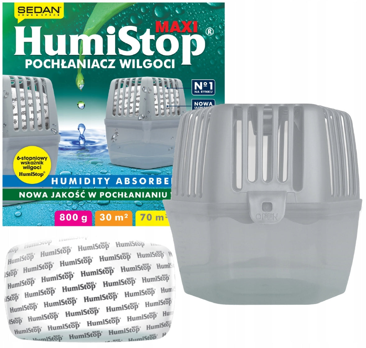 HumiStop MAXI Moisture Absorber PZH Certificate Indicator 800g per 30m2