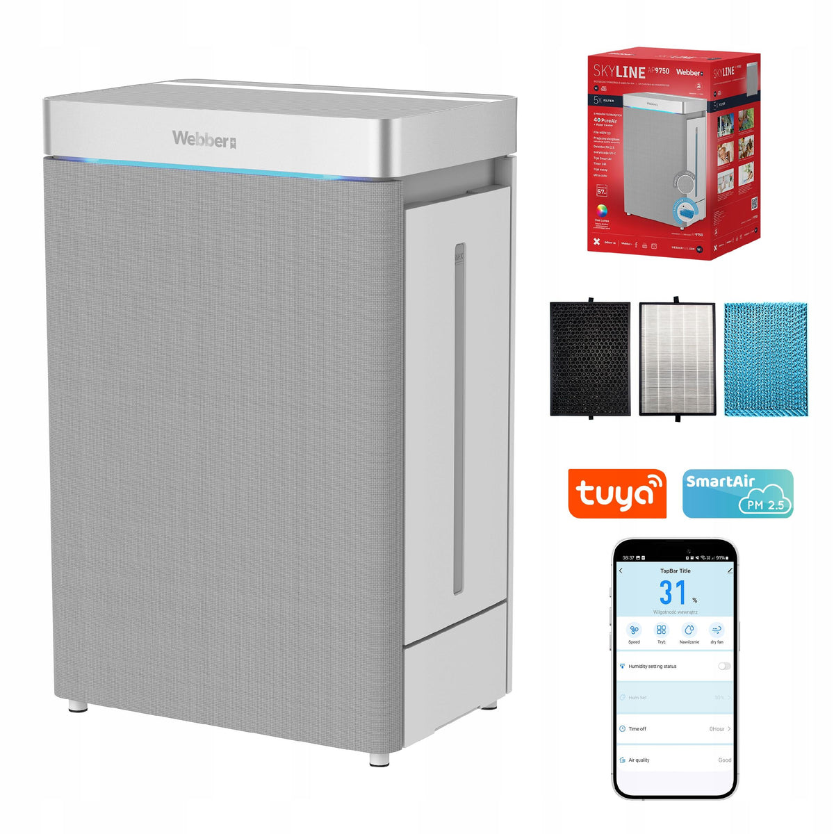 Humidifier Webber AP9750 SMART AI WIFI 100W 57m