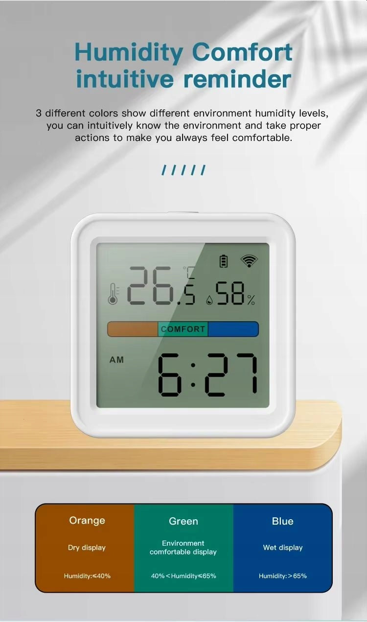 Humidity Temperature Sensor Clock TUYA SMART LIFE WIFI LCD Thermometer Brand no brand